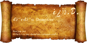 Órás Demeter névjegykártya